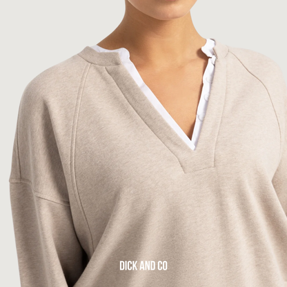 Sweater met geweven kraag