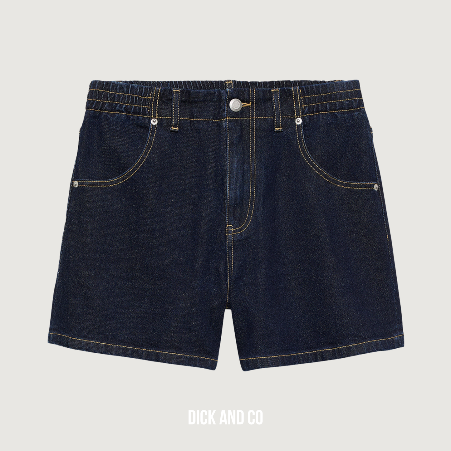 Denim short with elastic waistband