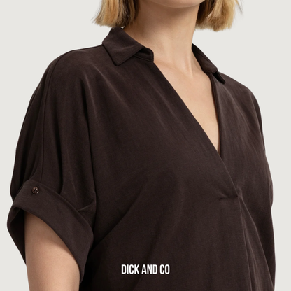 Jersey jurk met geplooide korte mouwen