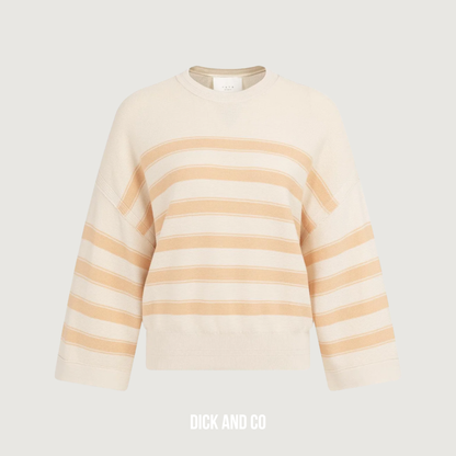 Gebreide sweater met strepen en wijde mouwen