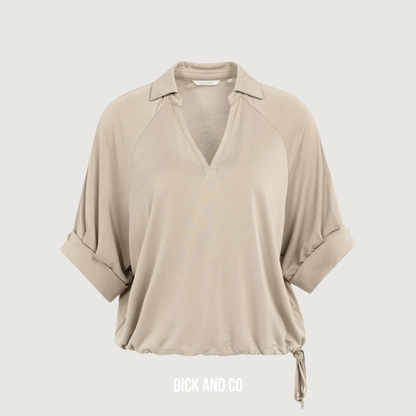 Jersey top met geplooide mouwen