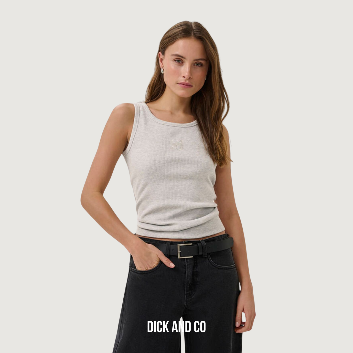 MY ESSENTIAL WARDROBE MWMandy top tanktop in de kleur grijs (Light Grey Melange)