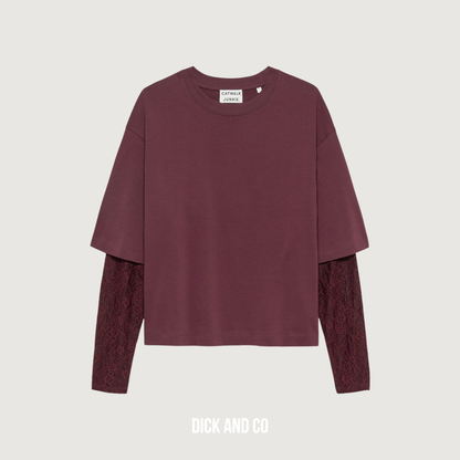 T-shirt met kanten mouwen (2504020402)