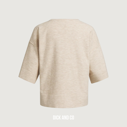 Fijngebreid oversized t-shirt met halflange mouwen