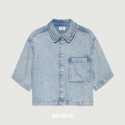 Short sleeve denim blouse