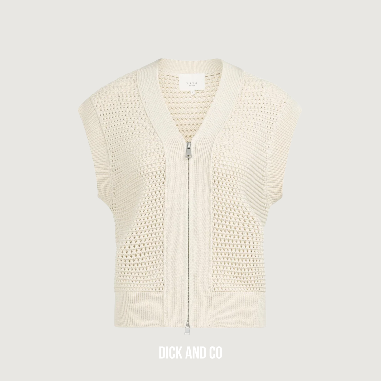 Mouwloos grofgebreid vest met rits