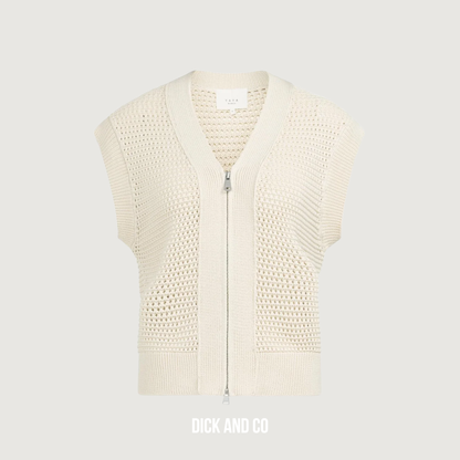 Mouwloos grofgebreid vest met rits