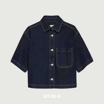 Short sleeve denim blouse