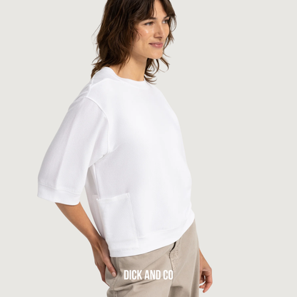 Ribgebreide jersey top met korte mouwen