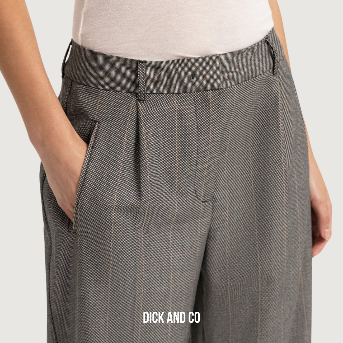 Pantalon met ruitdessin en wijde pijpen