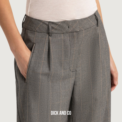 Pantalon met ruitdessin en wijde pijpen