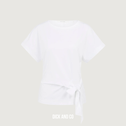 Top met ronde hals en knoopdetail