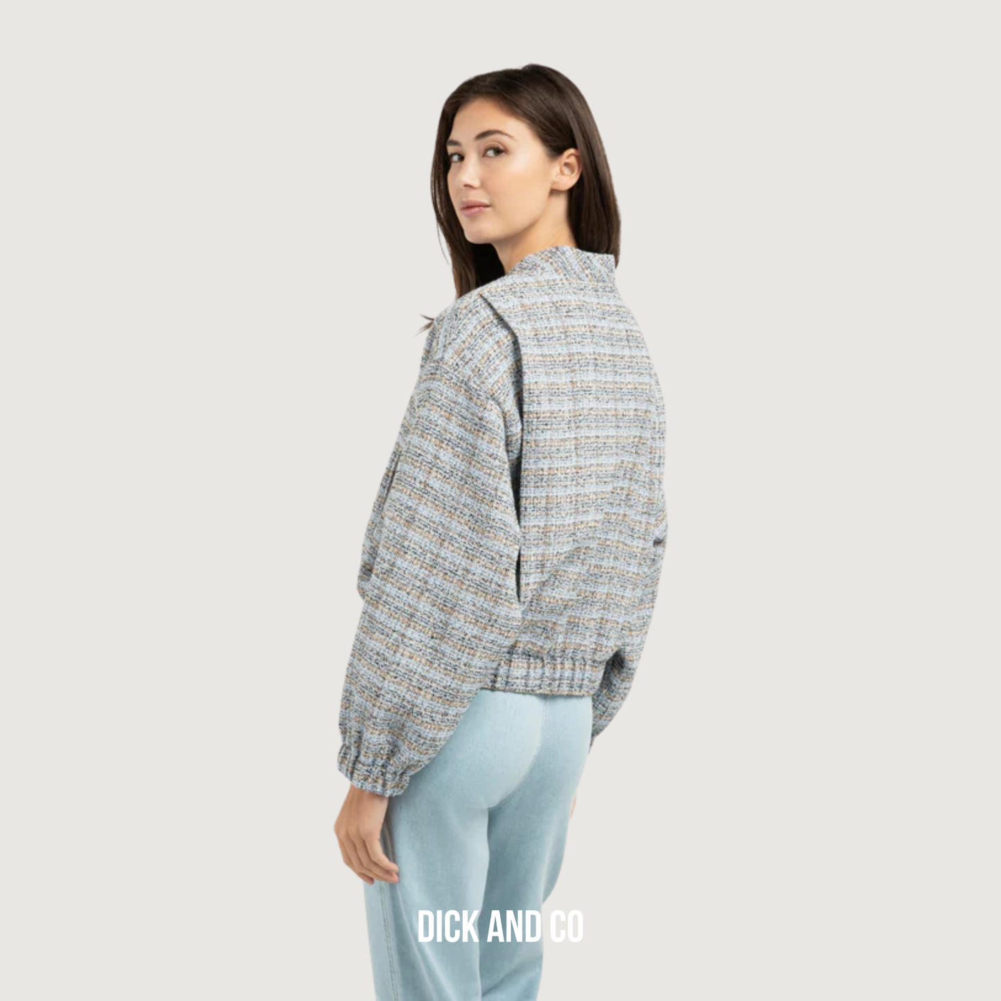 Kort bouclé jack met elastische boorden