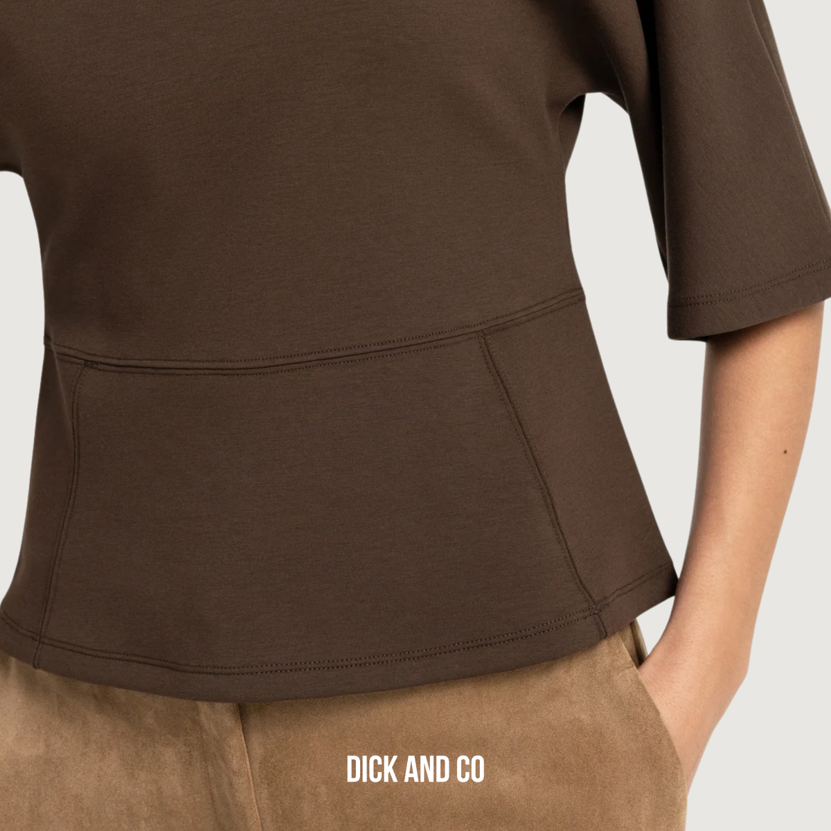 Jersey top met wijde halflange mouwen