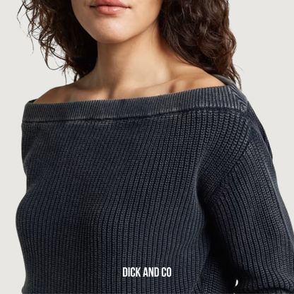 Offshoulder Washed Gebreide trui