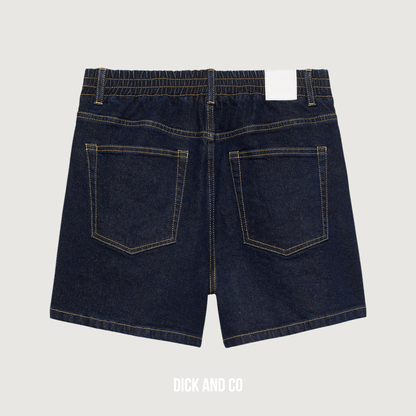Denim short with elastic waistband