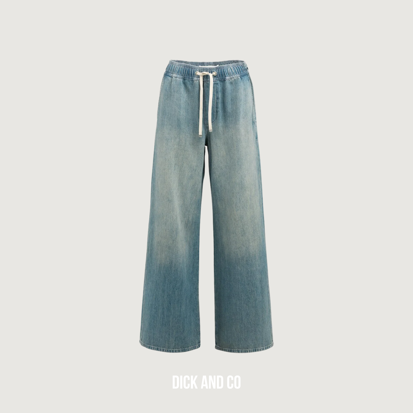Denim broek met wijde pijpen en trekkoord