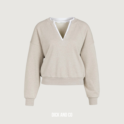 Sweater met geweven kraag