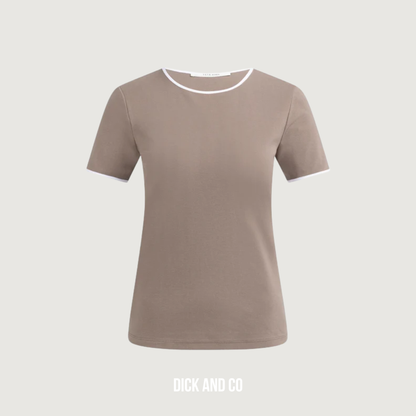 T-shirt met contrasterende bies