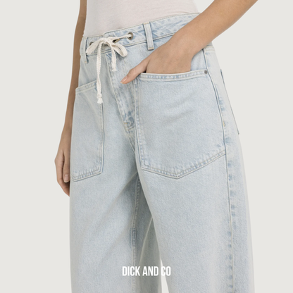 Gekleurde denim met koordsluiting