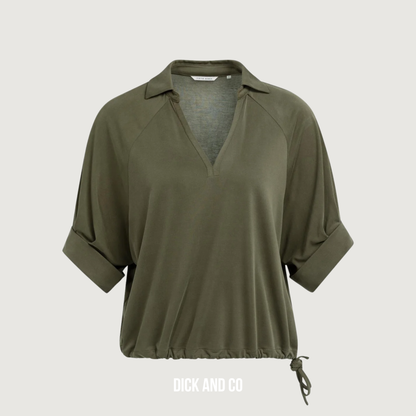 Jersey top met geplooide mouwen