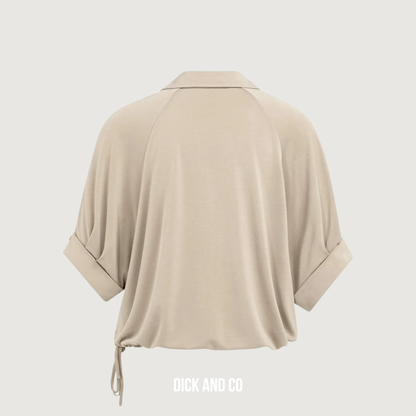 Jersey top met geplooide mouwen