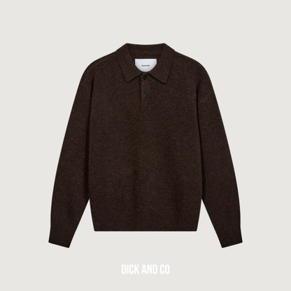 RESTERÖDS Long-sleeved polo 'jacob' in de kleur bruin (brown)