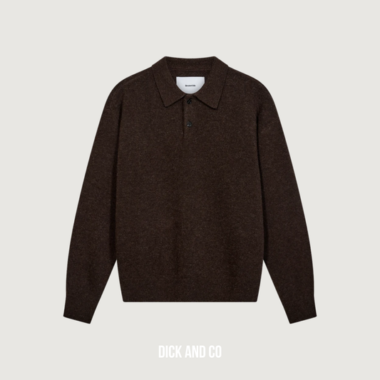 RESTERÖDS Long-sleeved polo 'jacob' in de kleur bruin (brown)