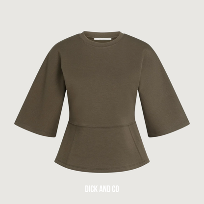 Jersey top met wijde halflange mouwen