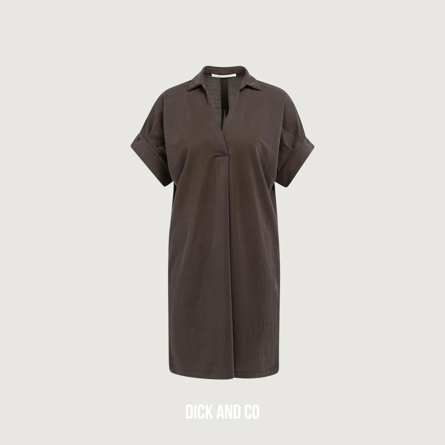 Jersey jurk met geplooide korte mouwen
