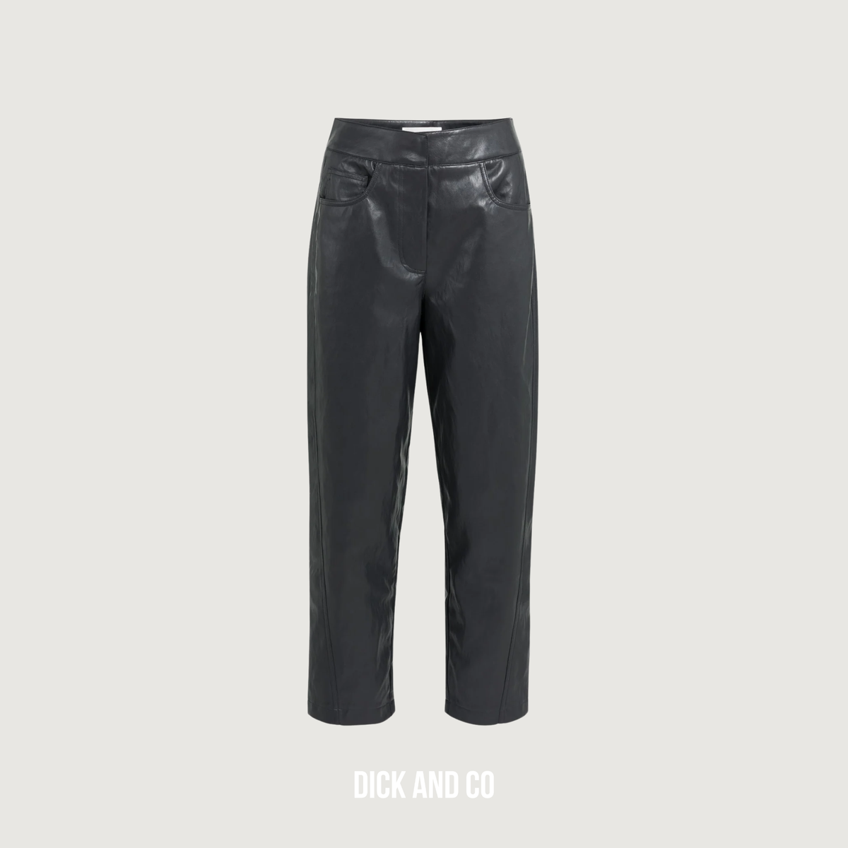 Broek van imitatieleer met taps toelopende pijpen