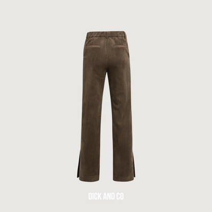 Suedine pantalon met wijde pijpen
