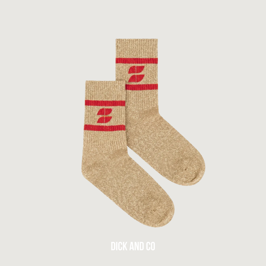 BY-BAR Logo Glitter Oyster Socks sokken in de kleur rood (poppy red)