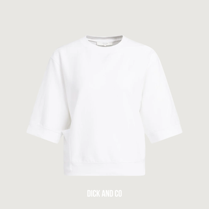 Ribgebreide jersey top met korte mouwen