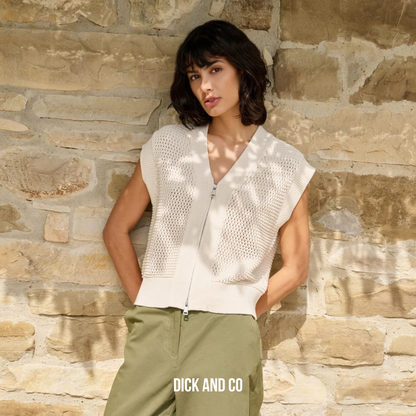 Mouwloos grofgebreid vest met rits