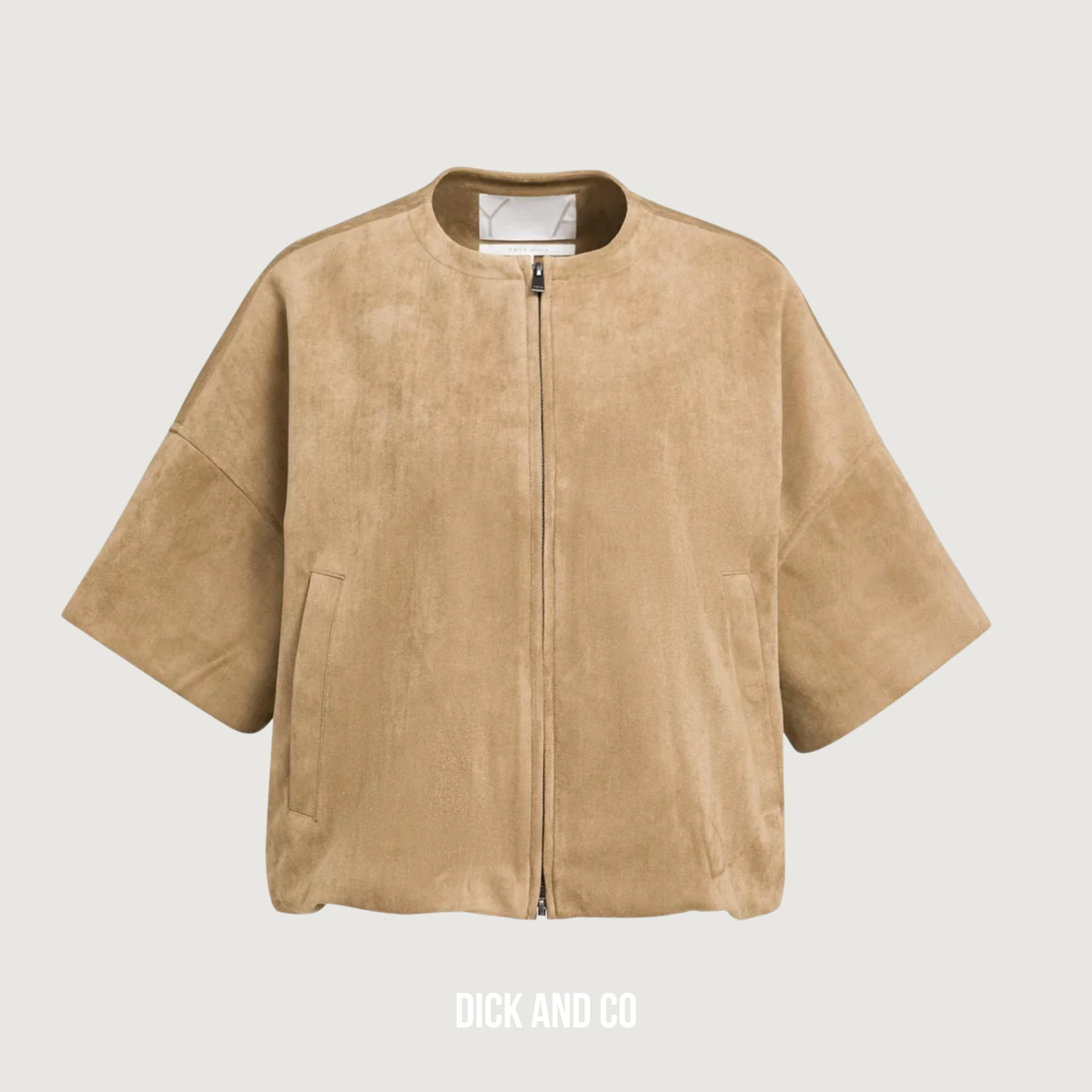Oversized suede jasje met korte mouwen