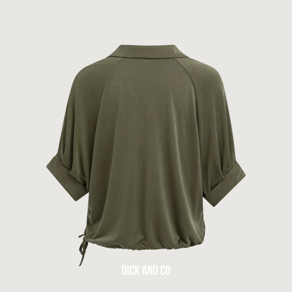 Jersey top met geplooide mouwen