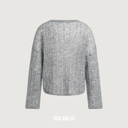 Oversized trui met kabelpatroon en boothals