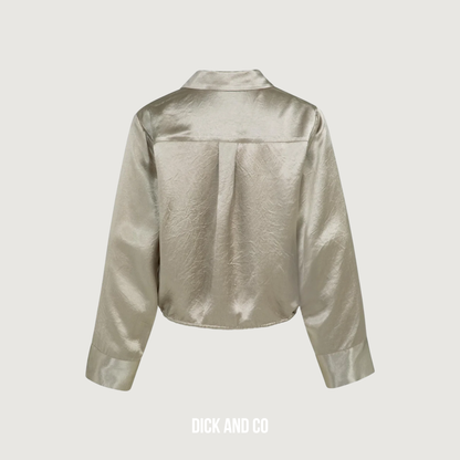 Satijnen blouse met trekkoordzoom
