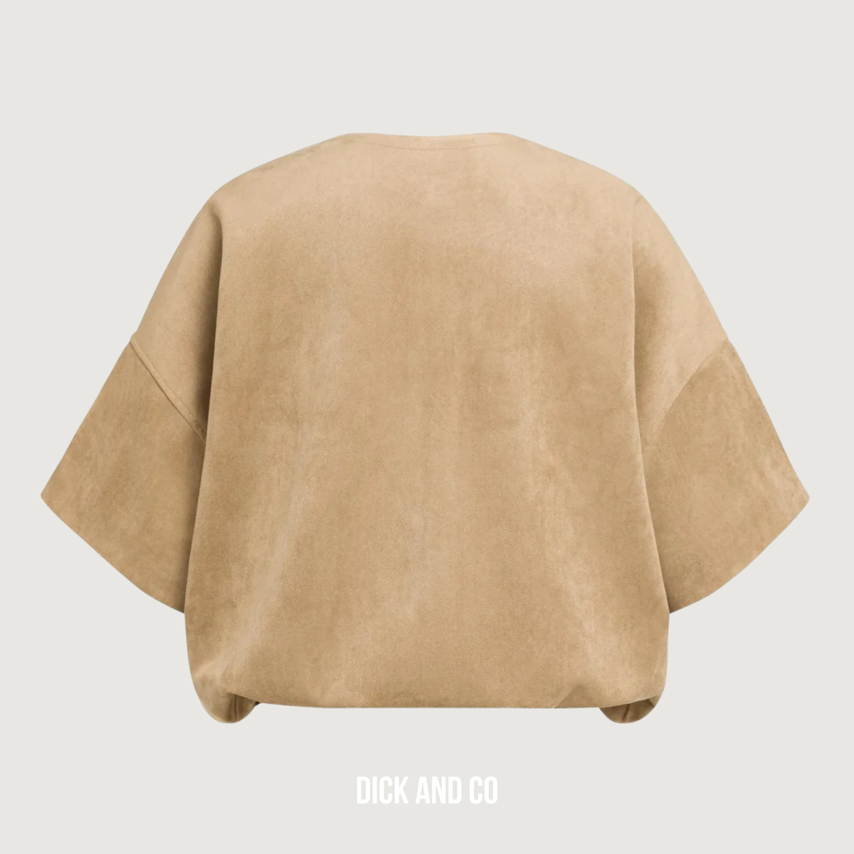 Oversized suede jasje met korte mouwen