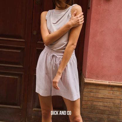 Gestreepte short met elastische taille