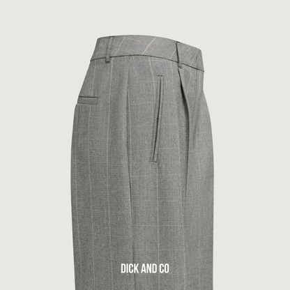 Pantalon met ruitdessin en wijde pijpen