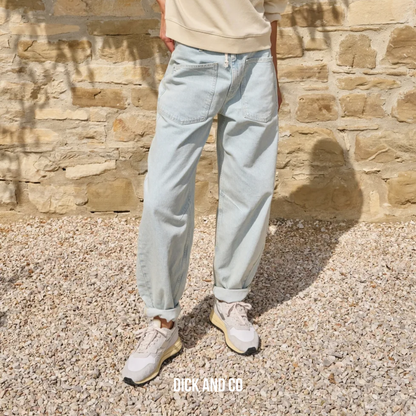 Gekleurde denim met koordsluiting