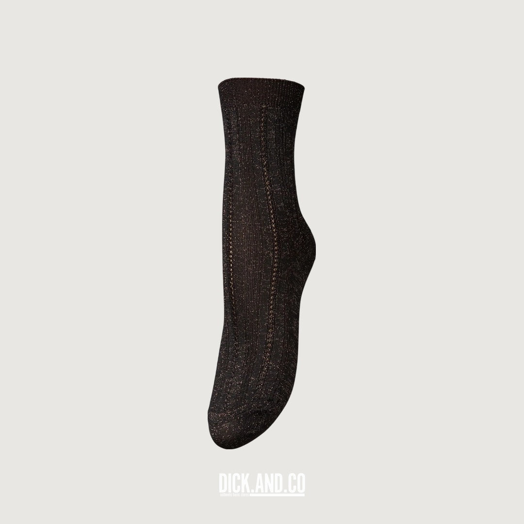 BECKSONDERGAARD Solid Drake Sock in Bruin, zijaanzicht