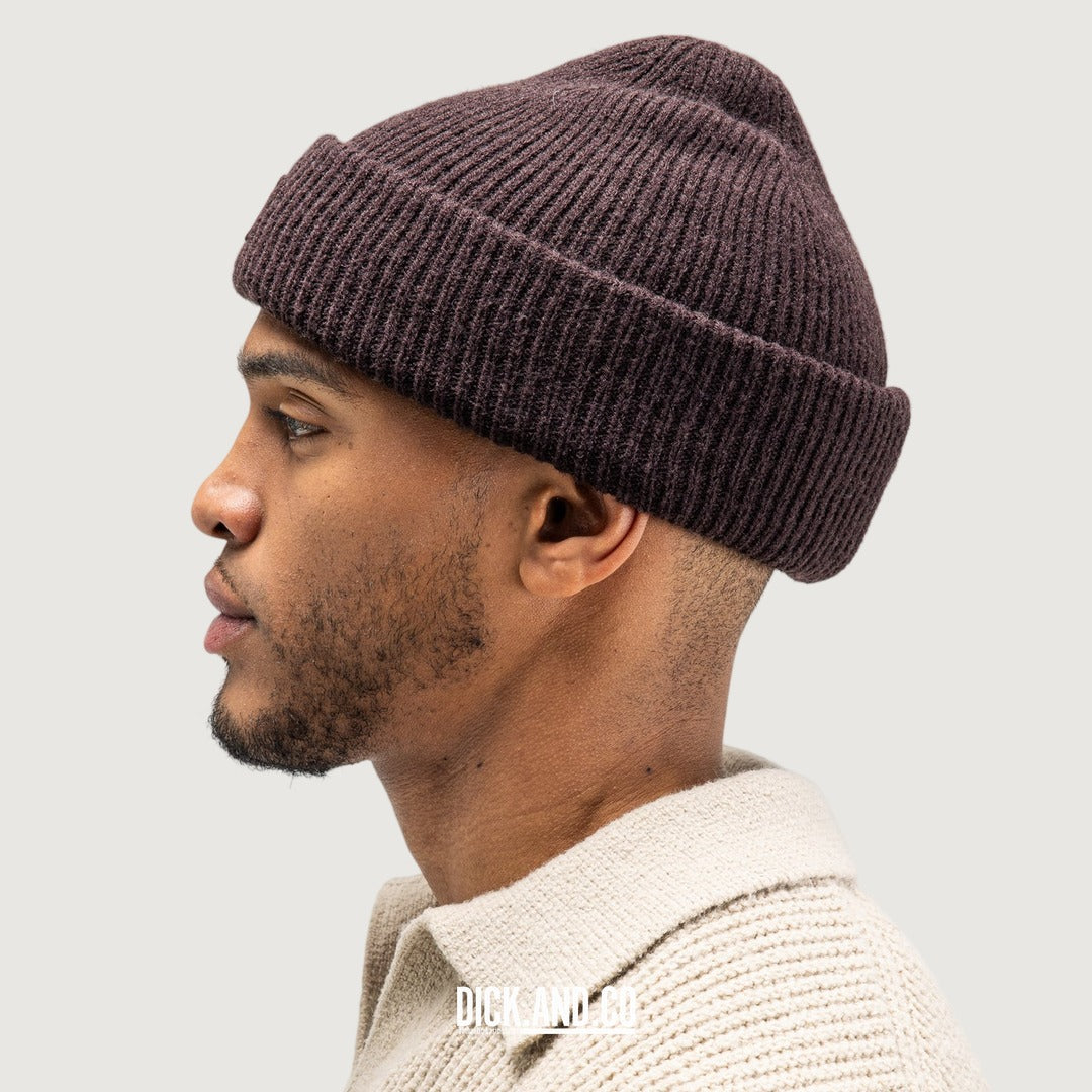 BUTCHER OF BLUE Army Wool Hook Beanie in Topaz Brown (bruin), zijaanzicht