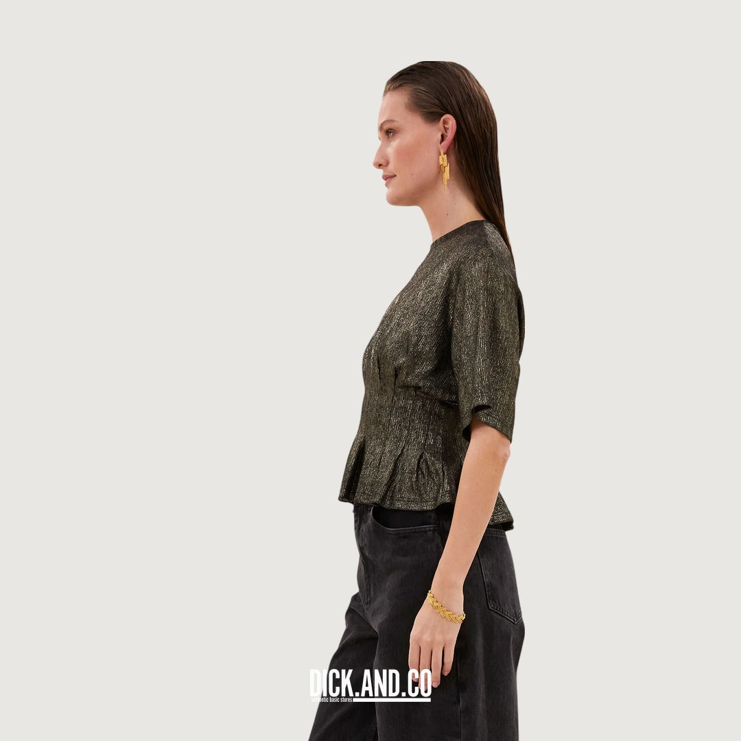 BY-BAR Diva metallic top in Goud, zijaanzicht