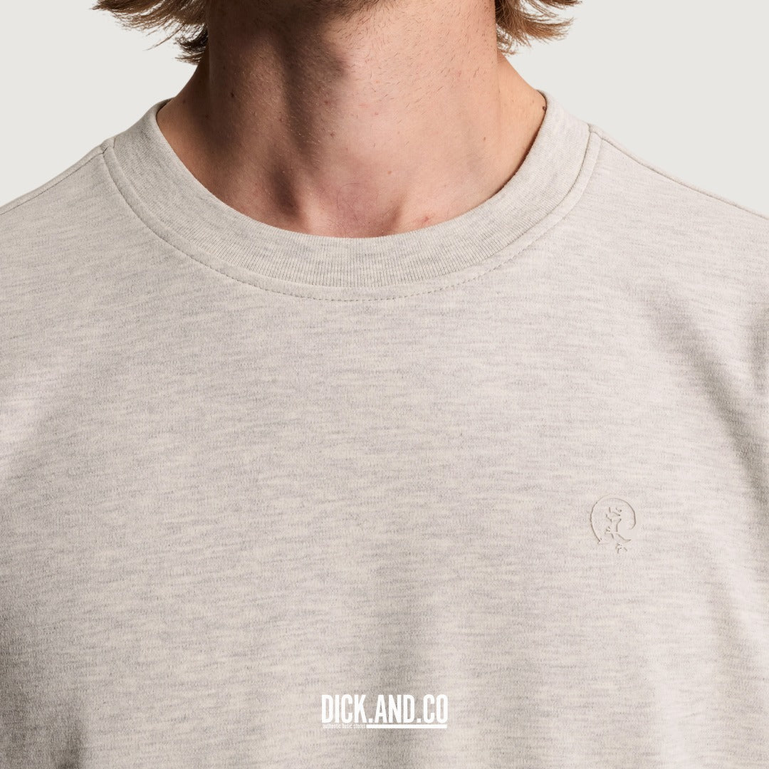 CAST IRON T-shirt van interlock melange in Grijs, detailopname
