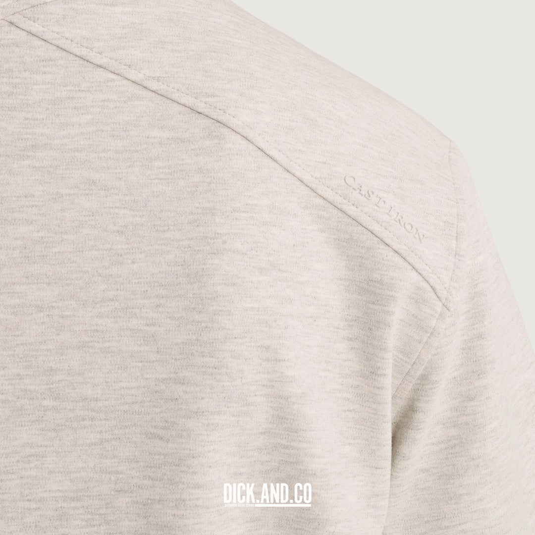 CAST IRON T-shirt van interlock melange in Grijs, detailopname