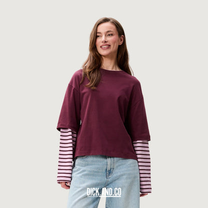 CATWALK JUNKIE Loose fit t-shirt in Paars, gedragen door een model, vooraanzicht
