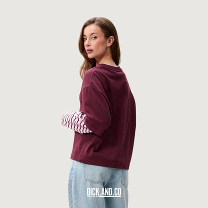 CATWALK JUNKIE Loose fit t-shirt in Paars, gedragen door een model, achteraanzicht